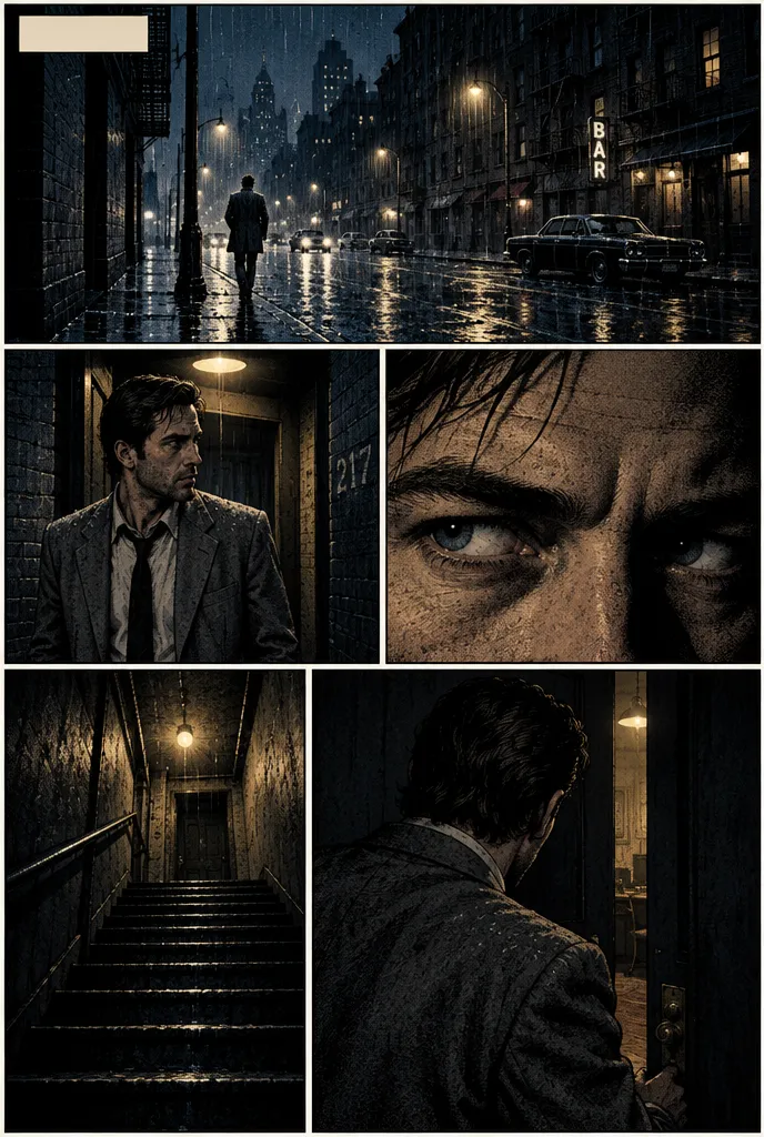 Noir detective comic page