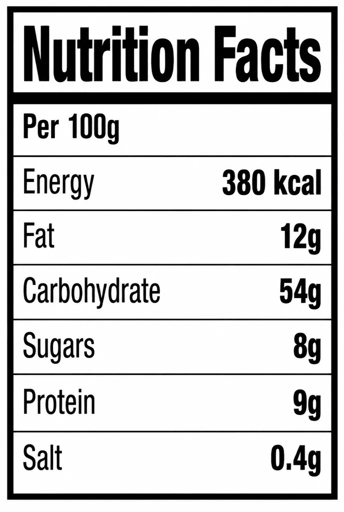 Nutrition facts panel