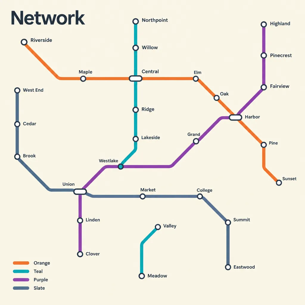 Transit style network map