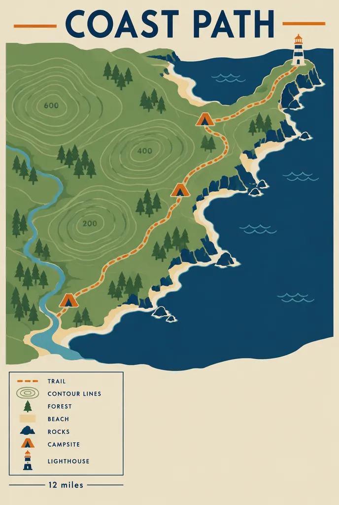 Coastal trail map poster