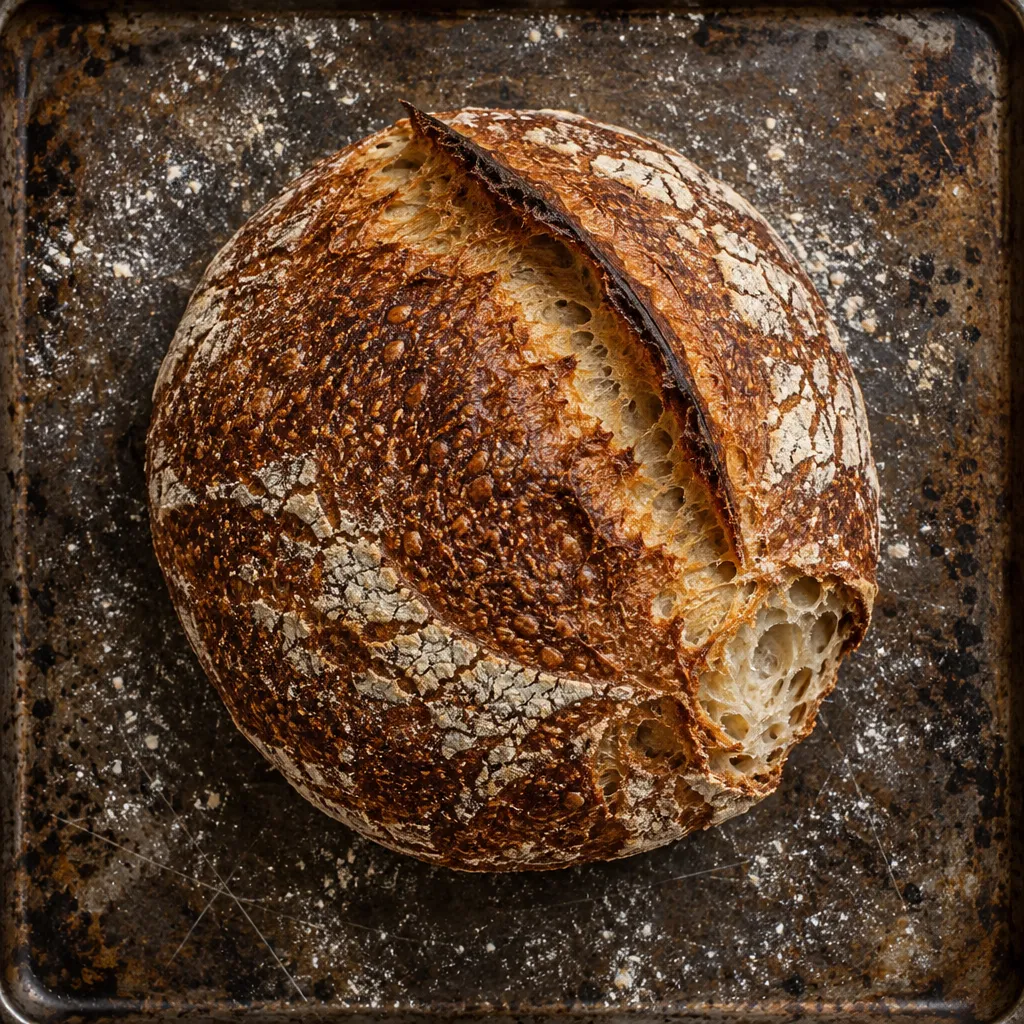 Sourdough loaf overhead