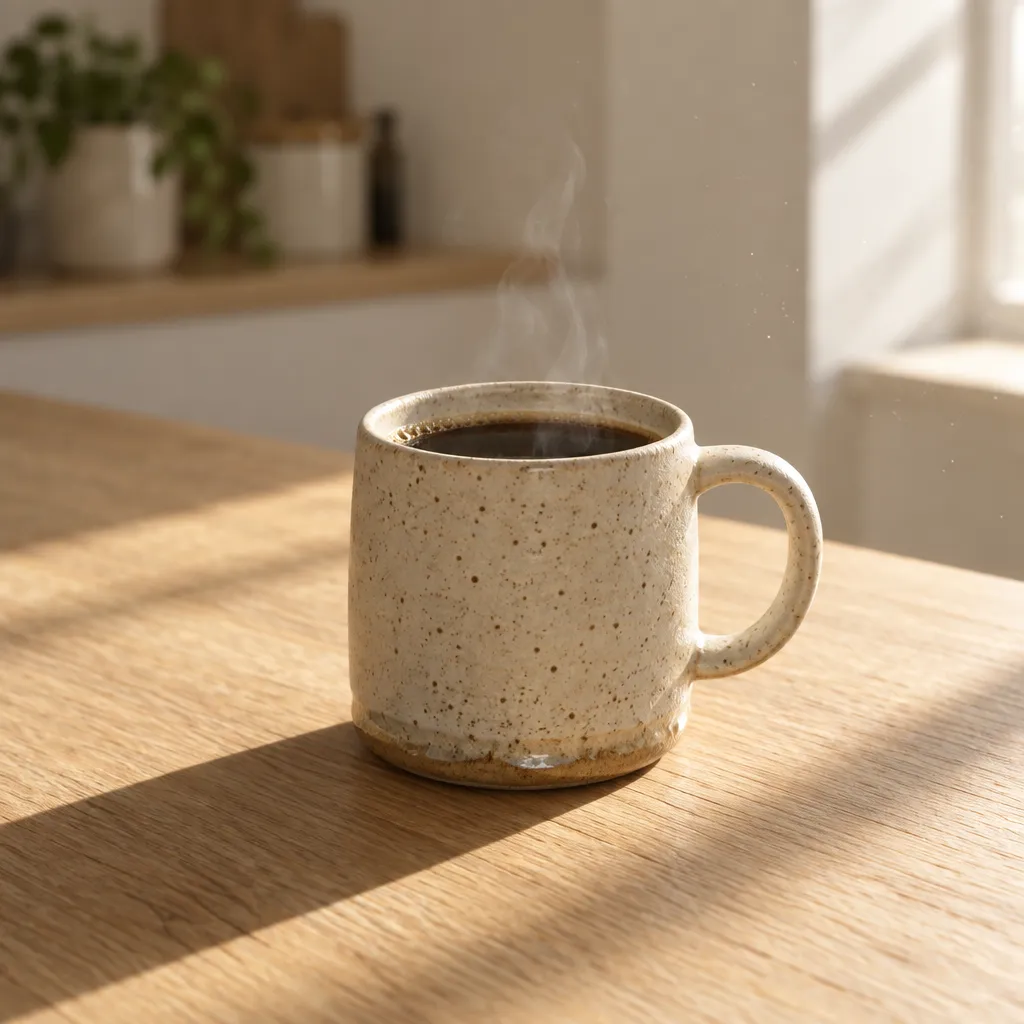 Stoneware mug in morning light
