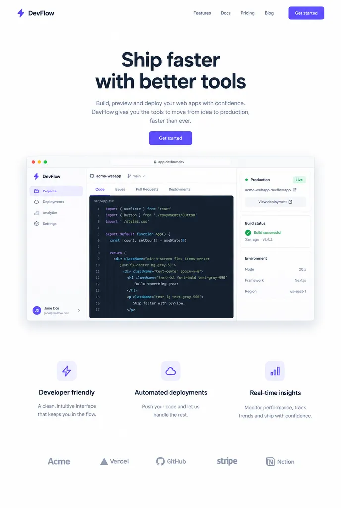SaaS landing page hero