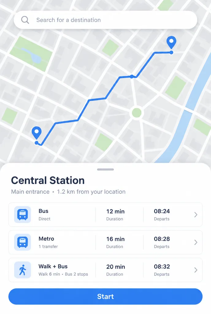 Transit app map screen